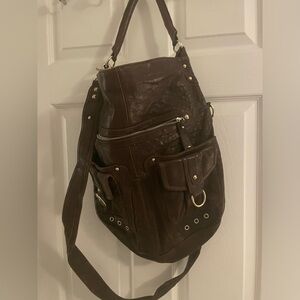 Junior Drake XL leather tote chocolate brown soft, thick leather